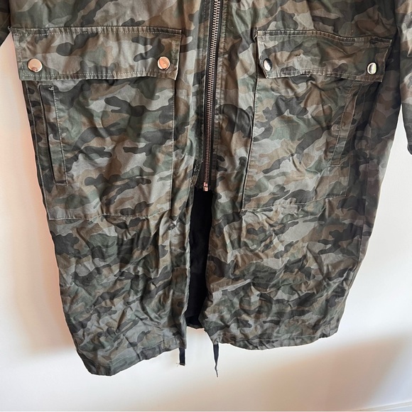 TOP SHOP Long Zip Camo Jacket - Size 8 - Picture 9 of 10